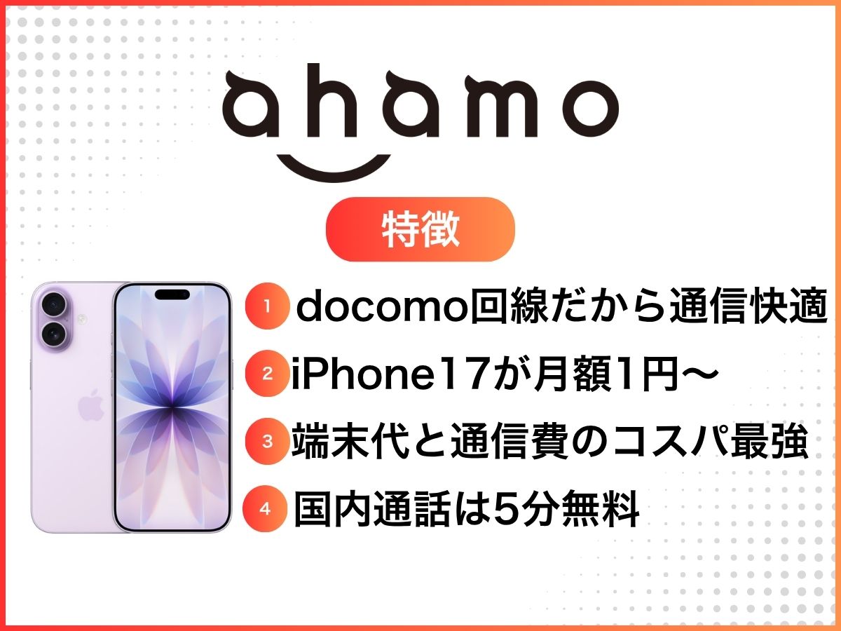  ahamoの特徴をまとめた画像